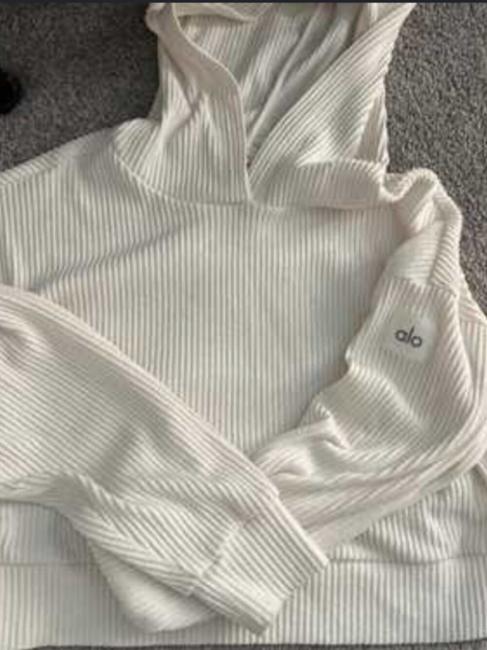 Cozy Alo White Ribbed Hoodie Size Small